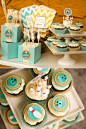 bowling party cupcakes and bowling pin suckers | Let's Celebrate