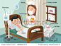 The nurse taking care of patient in the ward of hospital with Related Vocabulary Index illustration, vector 正版图片在线交易平台 - 海洛创意（HelloRF） - 站酷旗下品牌 - Shutterstock中国独家合作伙伴