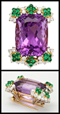唐纳德·克拉夫林紫晶的钻石绿宝石胸针蒂芙尼公司，大约1990年。@北坤人素材