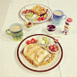 2012.12.10. #早餐#  蜂蜜黑糖面包&肉桂苹果烤面包
