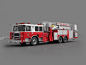 消防车3D模型二，火灾