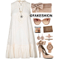 A fashion look from April 2014 featuring white summer dresses, heels & pumps and suede handbags. Browse and shop related looks.