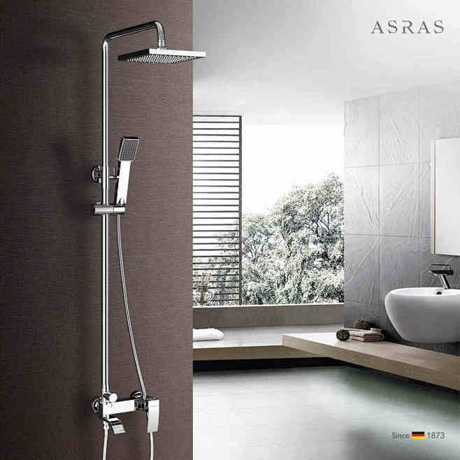 ASRAS/阿萨斯全铜方形淋浴花洒套装三...