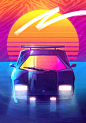 Outrun Series : An ongoing personal art series exploring the visual style and form of retrowave, synthwave, vaporwave and outrun musical styles .