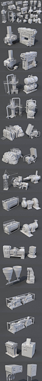 工厂机械机器场景装饰3D模型下载（OBJ,FBX,MAX,Blend）