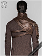 S-207 Catharsis brown harness by Punk Rave | Fantasmagoria.shop - retail & wholesale Gothic clothes and accessories : Catharsis - synthetic brown leather right shoulder harness with a pocket. Lined with thin natural cotton fabric