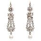 Antique Natural Pearl & Diamond Earrings