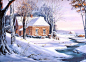 [oi22.com]美好的季节之冬天，艺术家Michael Humphries乡村油画插画0.2