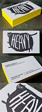 Quirky Neon Yellow Edge Painted Letterpress Business Card Design: 