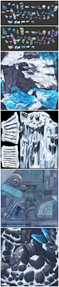 游戏美术素材 写实手绘 雪 雪山 石头 水晶 冰川 冰晶 3D模型贴图 3dmax源文件 CG原画参考设定