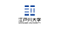 ネガティブスペースに「江」が浮かび上がるロゴ : 江戸川大学のロゴは、「江」を幾何学的に、そして堂々としたイメージで表現されています。