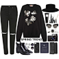 A fashion look from April 2015 featuring black pullover sweatshirt, torn jeans and black pointy toe boots. Browse and shop related looks.