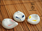 日单 白白圆兔子筷托 筷子架 日式陶瓷餐具 3色选