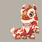 The Seventh Lion, character design that depicts the Chinese cultural art of the Chinese New Year lion dance as a real animal. Concept Art, illustration, visual development