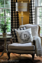 I luv the buffalo checks. I like the juxtaposition of formal and casual in this chair.: 
