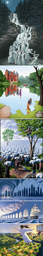 Rob Gonsalves在12岁时便开始将自己的梦境画下来，后来他去学建筑，在学校中知道了达利和马格利特。他的的魔幻现实主义的绘画也日趋成熟。