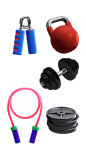 健身运动包杠铃跳绳装备3D图标icon拳套免抠元素_PNG：