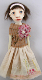Cloth and clay folk art doll hand sewn clothes by CindyRiccardelli