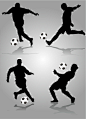 足球运动剪影矢量素材，素材格式：EPS，素材关键词：剪影,足球,体育运动