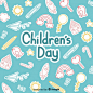 Happy children's day background with lettering Free Vector