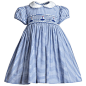 Baby Girls Blue Hand-Smocked Dress, Annafie, Girl