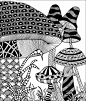 黑白装饰画～蘑菇