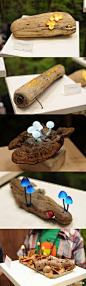 
可爱的蘑菇灯，（Mushroom Lights）由一些改造过的木头和LED灯泡组成，出自日本设计师Great Mushrooming之手



