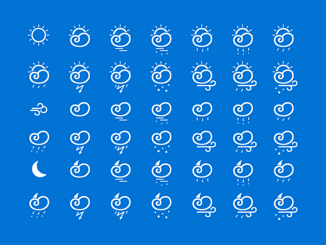 一套可爱的天气icon图标，PSD源文件