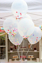 Fill clear balloons with extra large confetti for cute and inexpensive party decor.: 