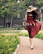 LISA YU原创波西米亚印花雪纺吊带过膝连衣裙  设计 新款 2013