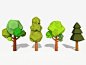 Cartoon Trees Low Poly