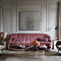 Design by @atelier_am_inc, love the pink Pierre Paulin sofa!