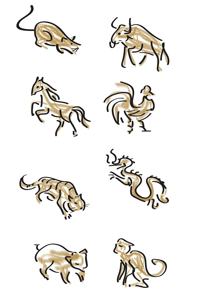 简笔画十二生肖动物图案
