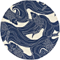中式鲤鱼图案圆形蓝色地毯贴图: 