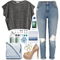 A fashion look from March 2015 featuring glitter tops, slim fit boyfriend jeans and high heel stiletto pumps. Browse and shop related looks.