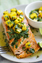 Chimichurri Salmon - the best chimichurri salmon recipe ever with mango. So easy, restaurant quality and perfect for dinner tonight | rasamalaysia.com