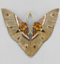 An Art Nouveau 'Moth' pendant, by Lucien Gaillard, circa 1900. Composed of gold, champlevé enamel, citrines and carved horn.: 
蝴蝶
