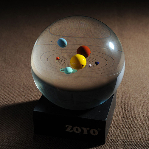 3D水晶太阳系 八大行星水晶球