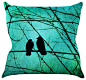 Robin Dickinson "Smitten" Blue Teal Throw Pillow (18" x 18") contemporary-decorative-pillows