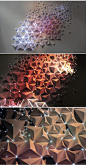 Origami Meets Projection Mapping. Bristol-based visual artist Joanie Lemercier has been experimenting with light projected onto 3D canvases. This lastest work created for a Birmingham gallery space was created using sheets of A4 paper folded into pyramids