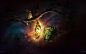 General 1920x1200 Desktopography butterfly Cocoon night nature CGI digital art glowing trees sky clouds