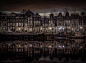 General 1920x1406 Amsterdam Netherlands cityscape water lights reflection dark