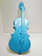 小提琴墙挂/ / / /绿松石，水蓝色的/ /弹出音乐艺术收藏品/ /增值回收家居装饰陶瓷乐器