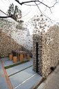 Stone wall. Cafe Ato by Design BONO, Seoul store design