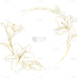 梦幻金粉边框花朵元素