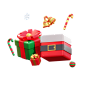 Christmas Santa Giftbox And Candy 3D Illustration