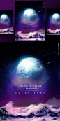 色彩空间星球元素海报PSD模板Color space star posters template#ti436a1209 :  