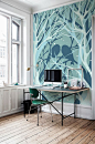 birds and trees wall mural: 