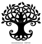 Vector ornament, decorative Celtic tree of life, black and white graphics