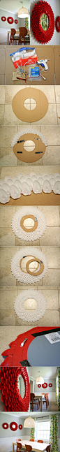 DIY Decorative Chrysanthemum Mirror with Plastic Spoons